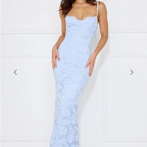 Elegant Blue Lace Dress